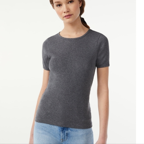 Free Assembly Women's Ribbed Crewneck Tee with Short Sleeves Size S - Picture 1 of 9